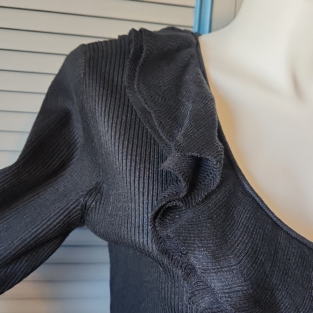 New York & Company Black Ruffled Sweater Top - Picture 5 of 12